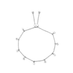 0.04ctw Diamond & Cultured Pearl Bolo Bracelet