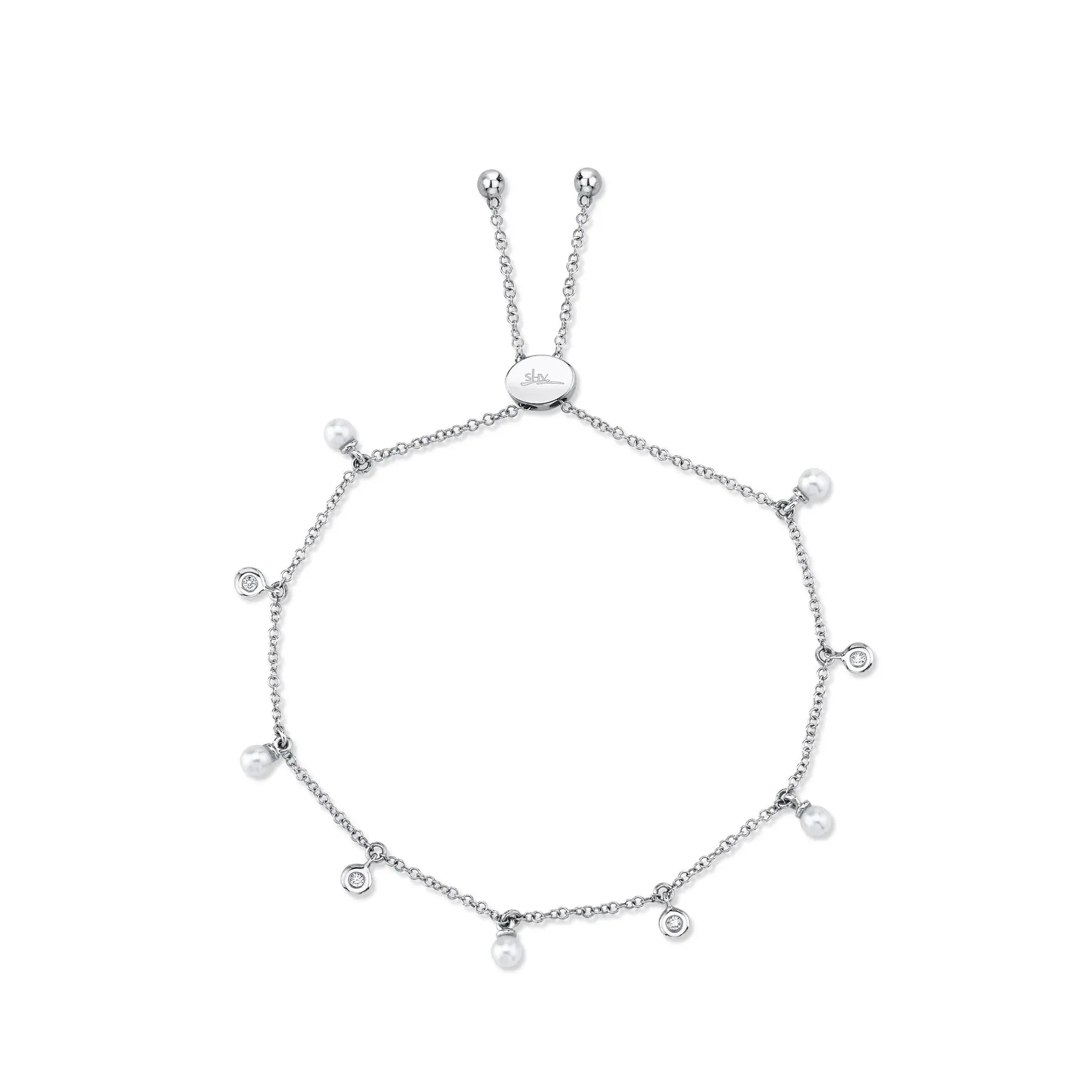 0.04ctw Diamond & Cultured Pearl Bolo Bracelet