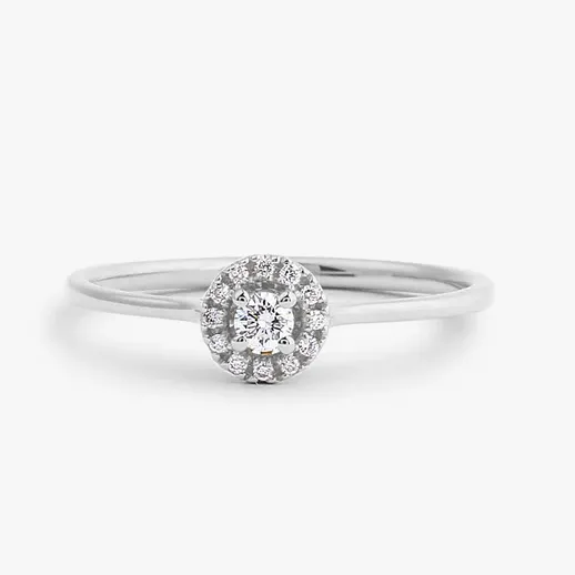 0.12CTW Halo Lab Grown Diamond Promise Wedding Ring