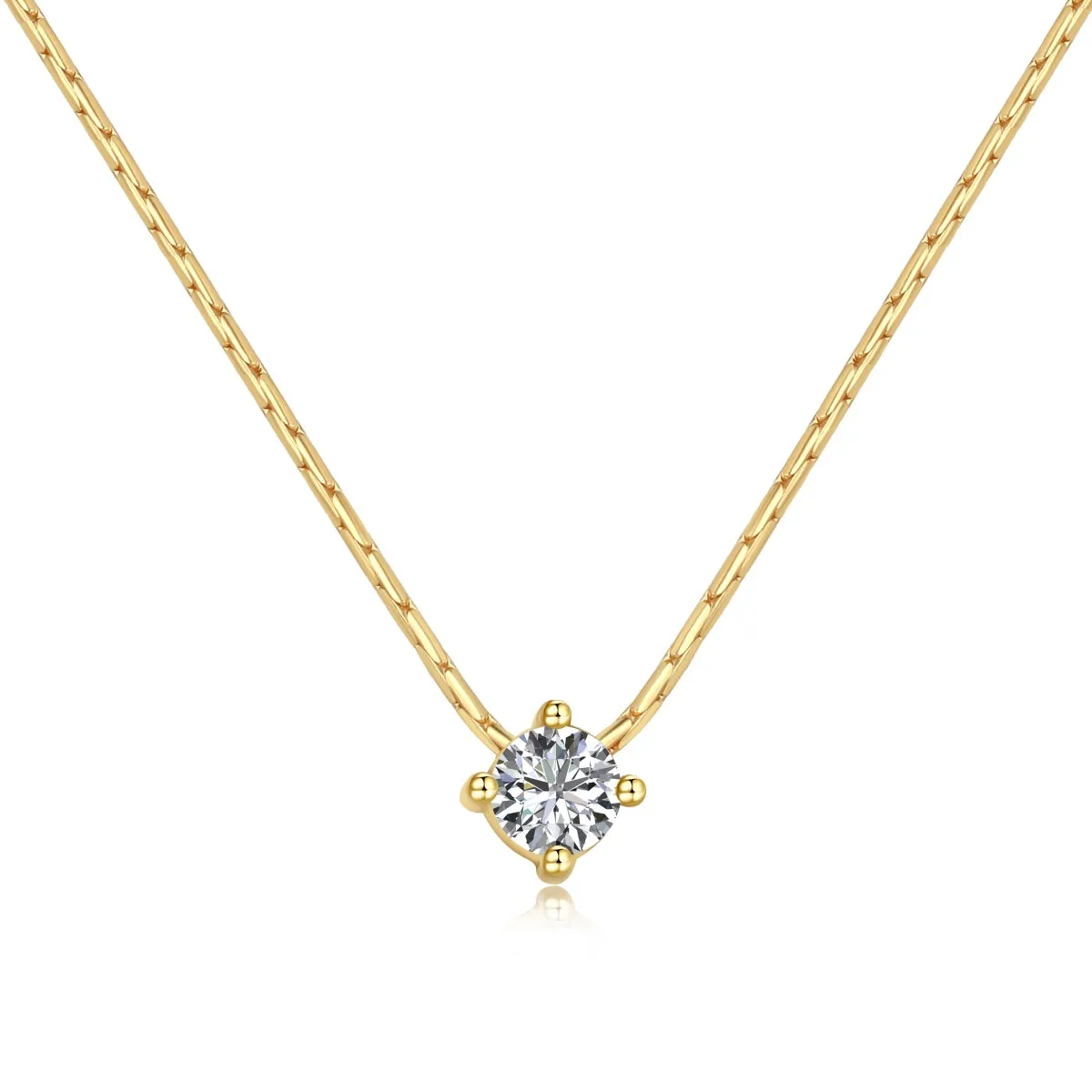 0.25 Carat Round Cut Solitaire Pendant Necklace - Gold