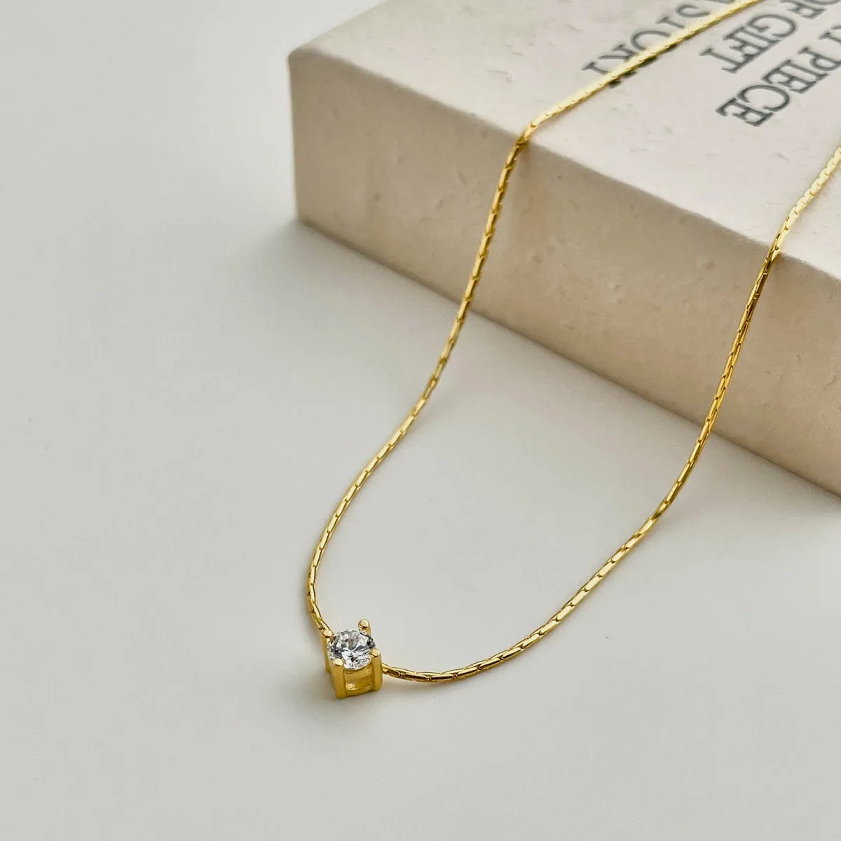 0.25 Carat Round Cut Solitaire Pendant Necklace - Gold