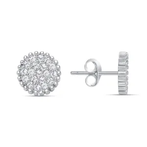 0.25cttw Round Natural Diamond Pave Stud Earrings Set - Push Back