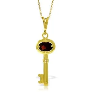 0.5 Carat 14K Solid Yellow Gold Key Charm Necklace Garnet