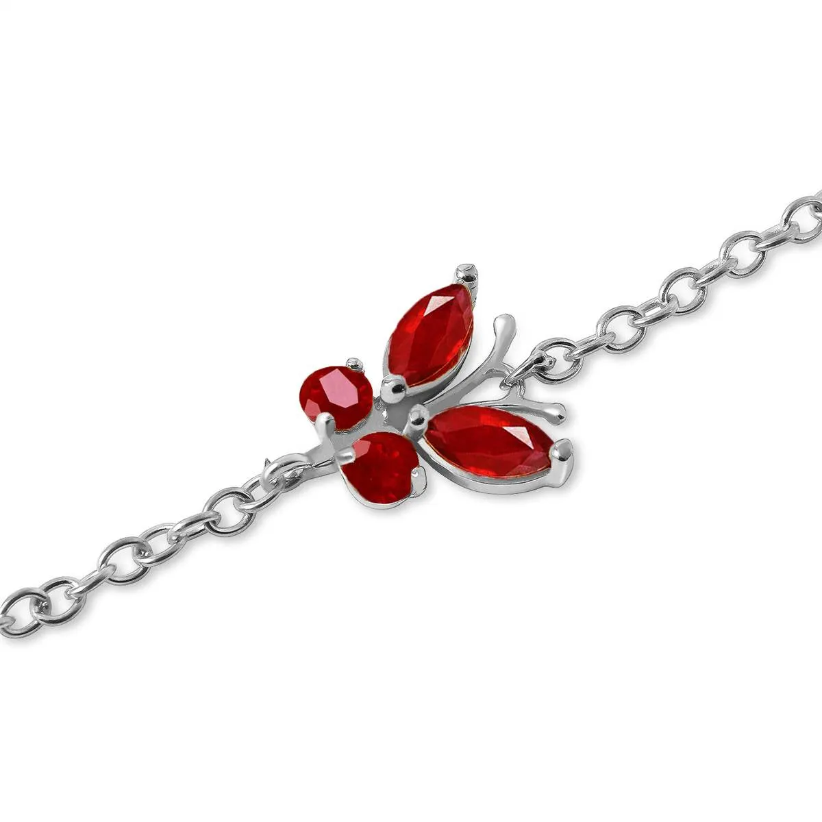 0.6 Carat 14K Solid White Gold Butterfly Bracelet Ruby