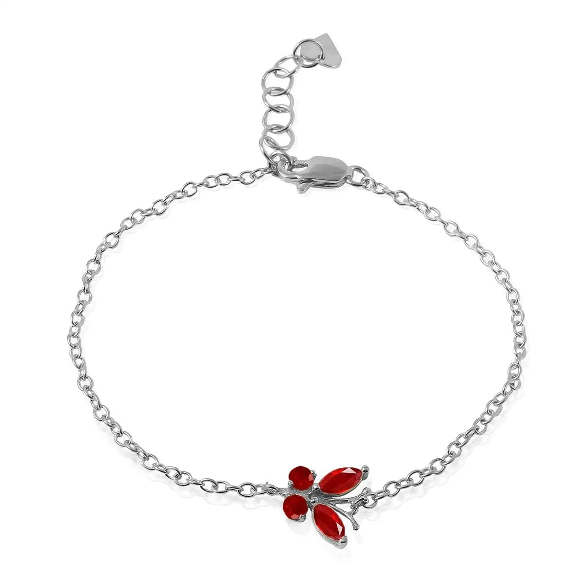 0.6 Carat 14K Solid White Gold Butterfly Bracelet Ruby