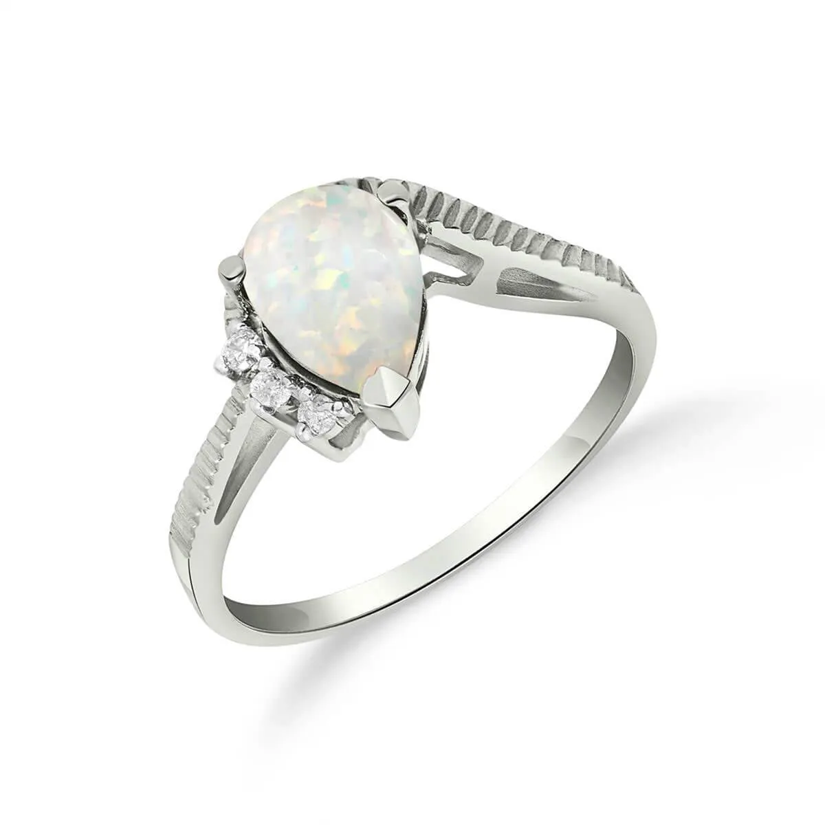 0.79 Carat 14K Solid White Gold Under The Elms Opal Diamond Ring