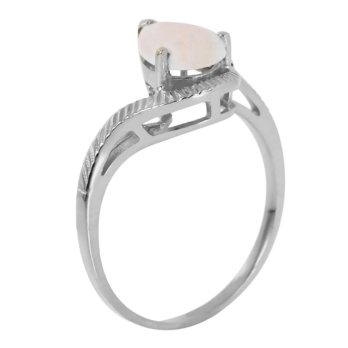 0.79 Carat 14K Solid White Gold Under The Elms Opal Diamond Ring