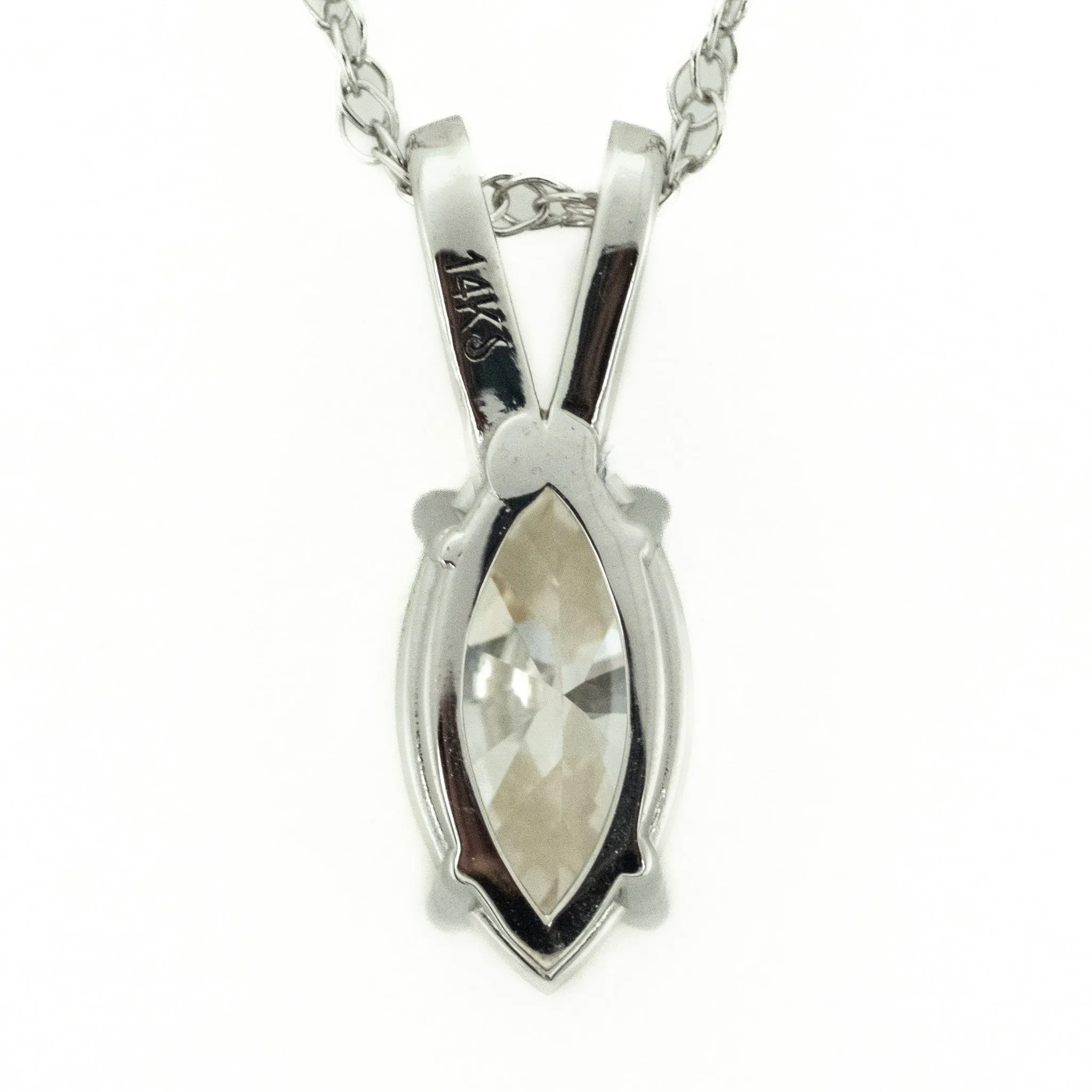 0.93ctw Marquise Diamond Solitaire Pendant with 18" Fine Chain in 14K White Gold