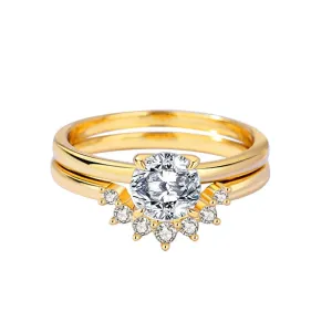 1 Carat D Color Moissanite 925 Sterling Silver Gold Color Ring Sets For Women Engagement Fine Jewelry