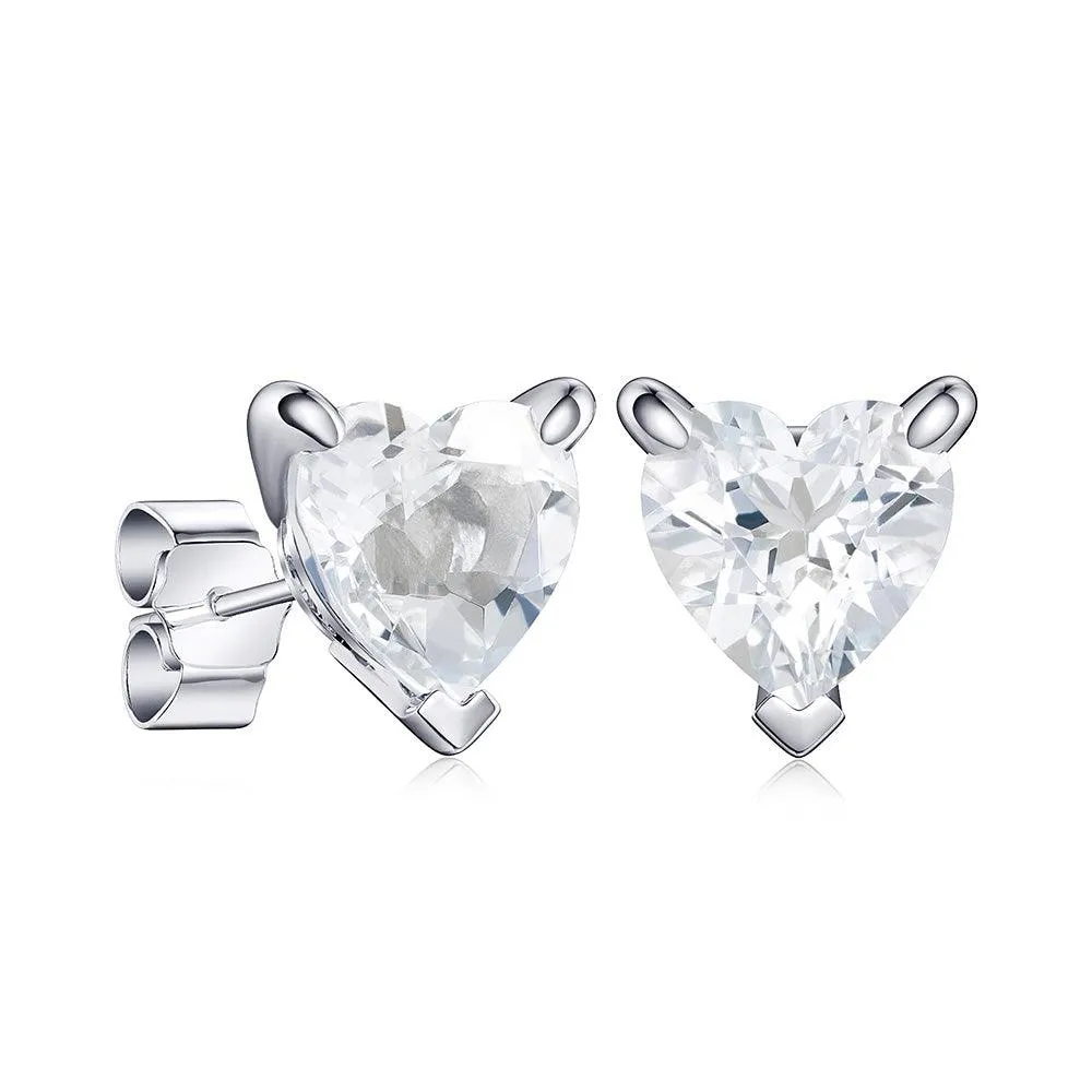 1 CT. Heart Shaped Birthstone Gemstone Stud Earrings