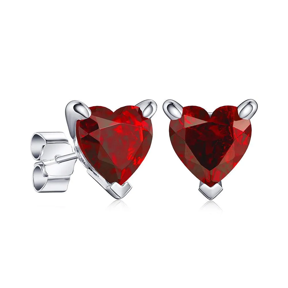 1 CT. Heart Shaped Birthstone Gemstone Stud Earrings