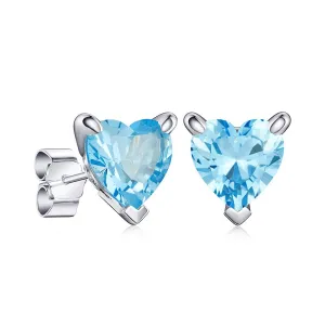 1 CT. Heart Shaped Birthstone Gemstone Stud Earrings