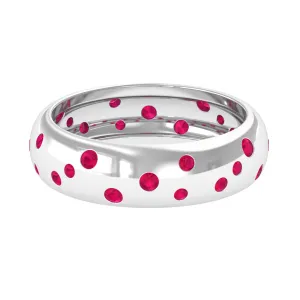 1 CT Scattered Ruby Silver Band Ring