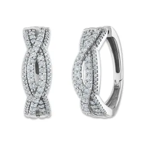 1 CTW Diamond Twist Hoop Earrings in 10KT White Gold