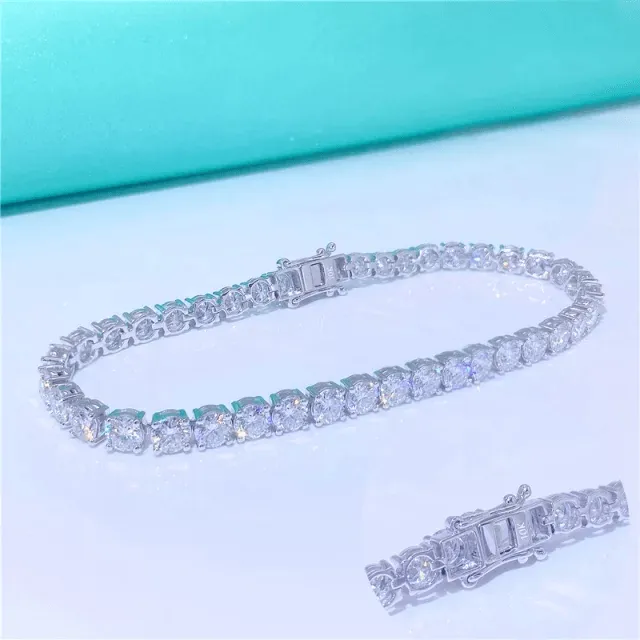 10K Solid Gold 4mm Moissanite Tennis Bracelet