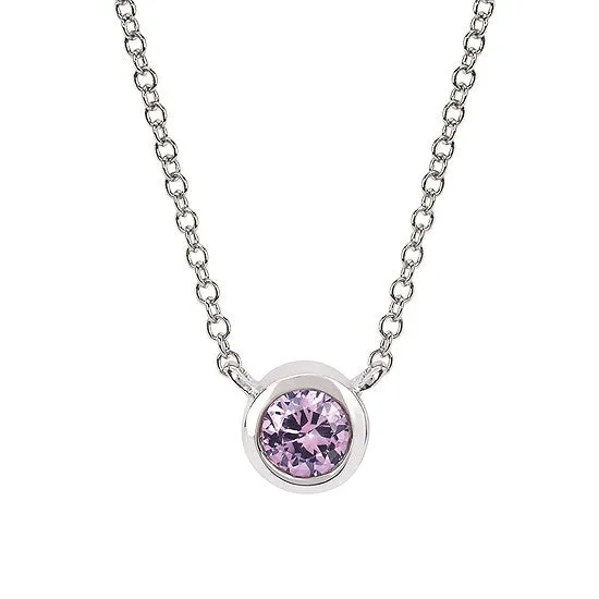 10K White Gold Lab Created Alexandrite Bezel Necklace