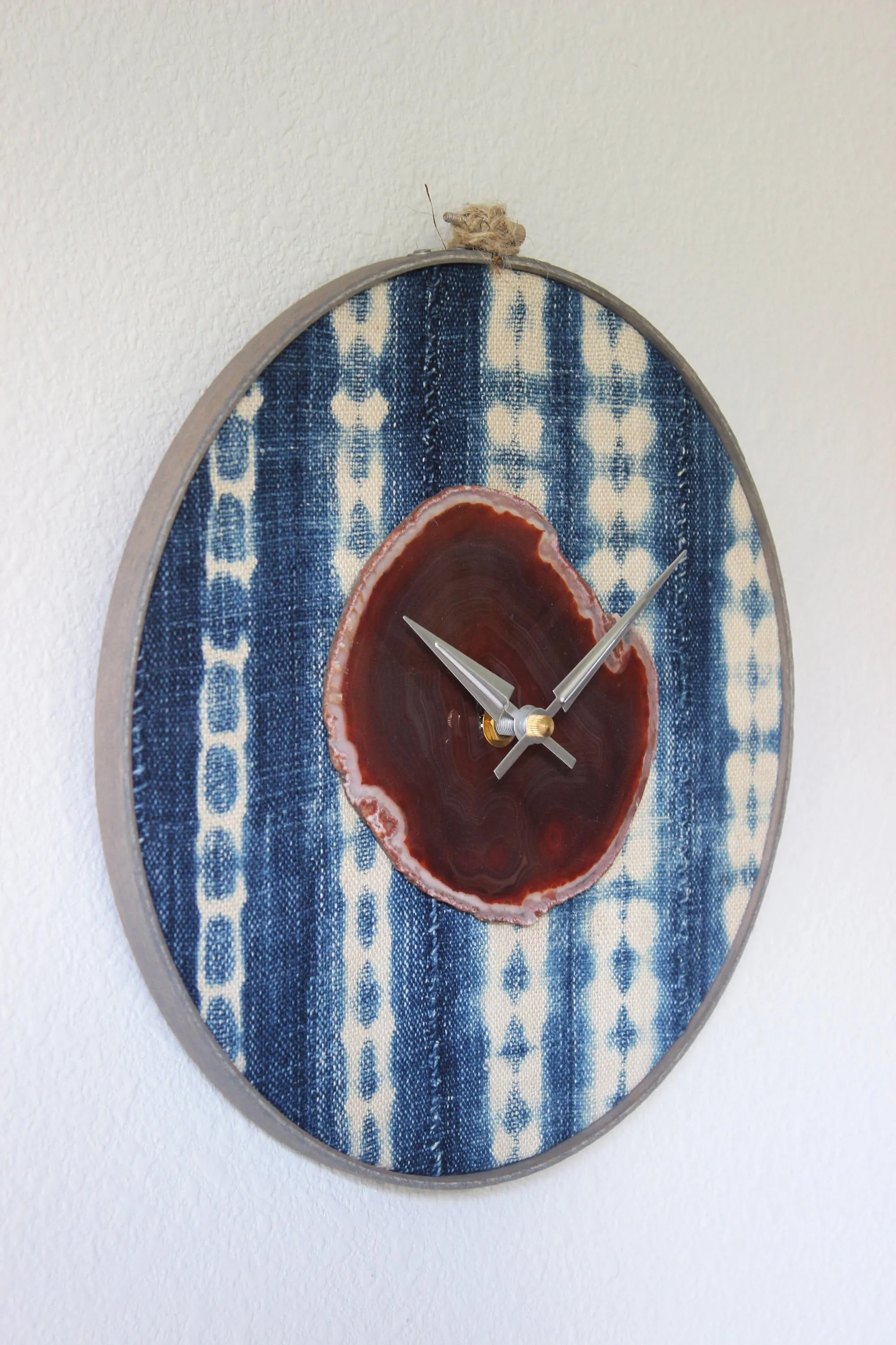 10" Textile Mudcloth Amber Agate Wall Clock