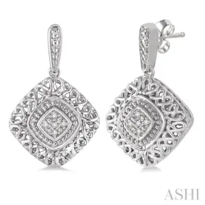 1/20 Ctw Cushion Shape Single Cut Diamond Earrings in Sterling Silver