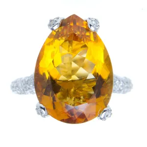 12.43ct Citrine & Diamond Ring