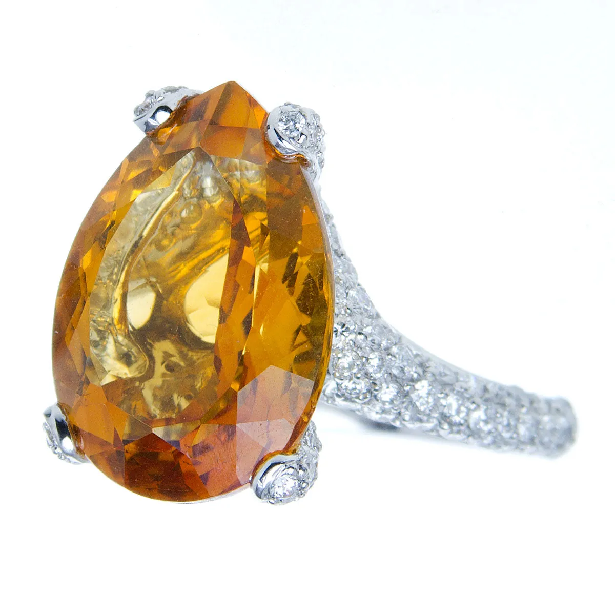 12.43ct Citrine & Diamond Ring