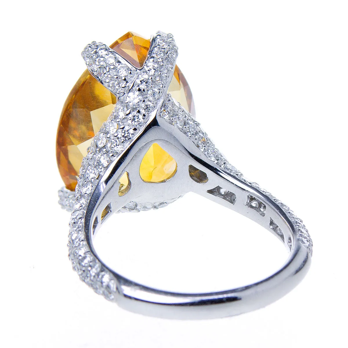 12.43ct Citrine & Diamond Ring