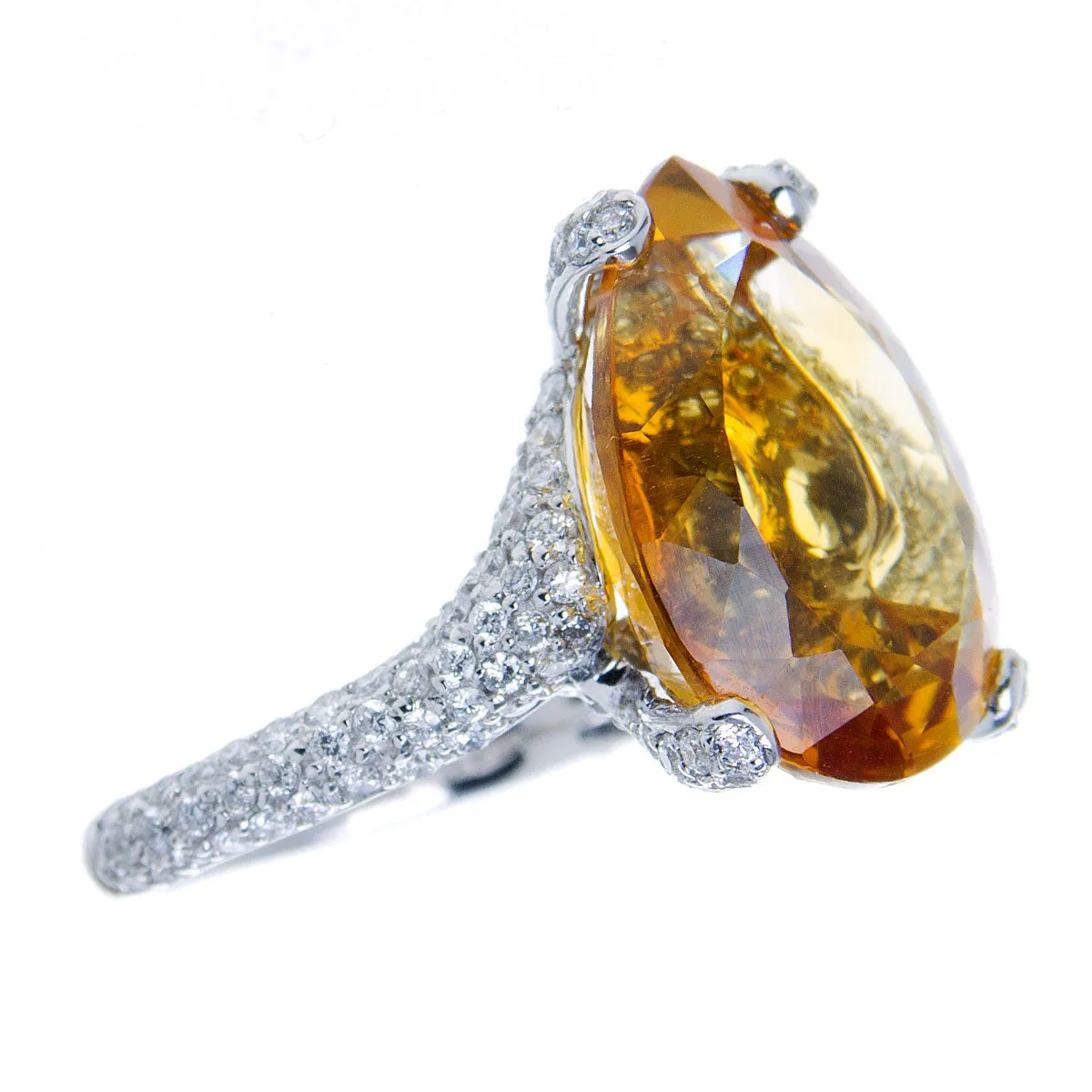 12.43ct Citrine & Diamond Ring