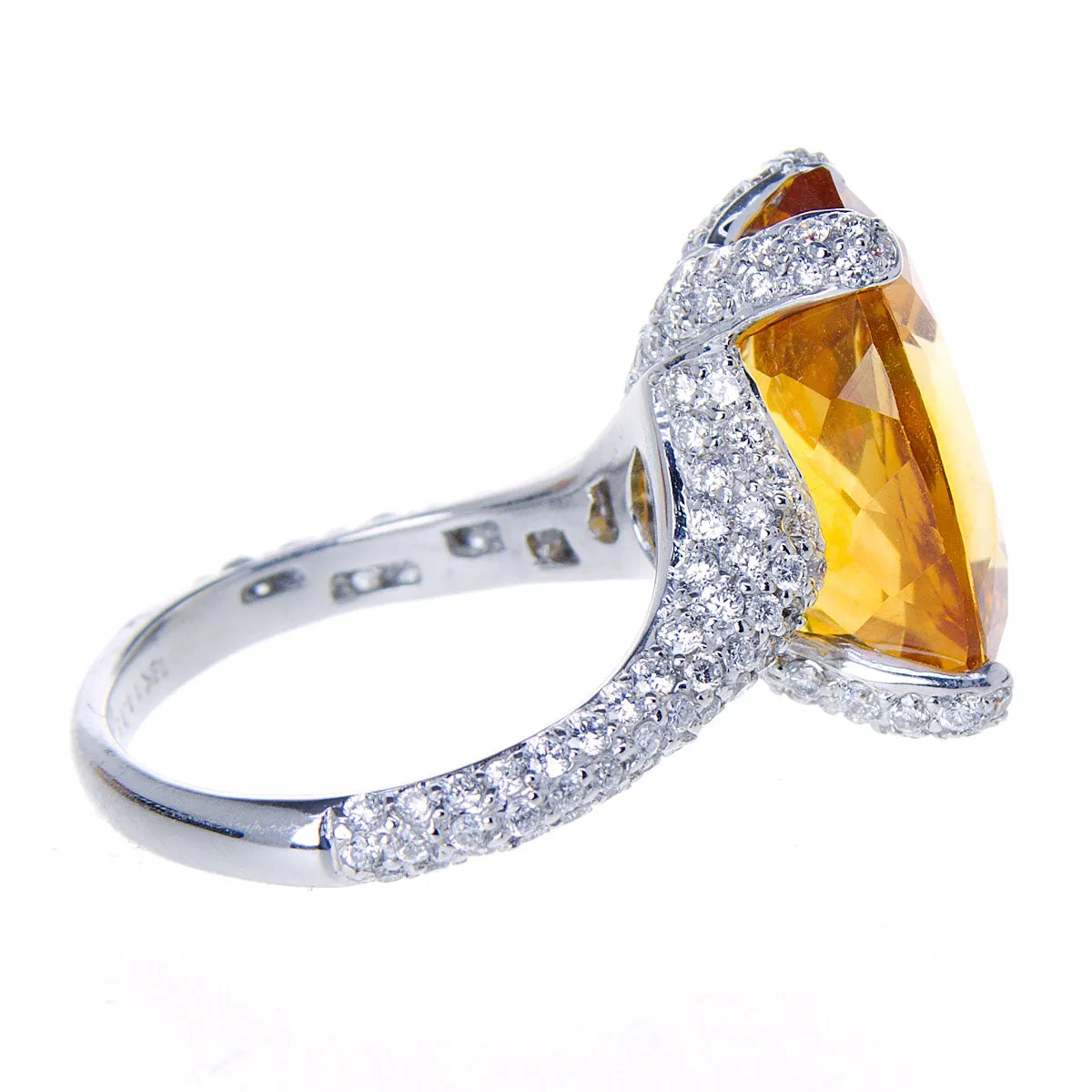 12.43ct Citrine & Diamond Ring