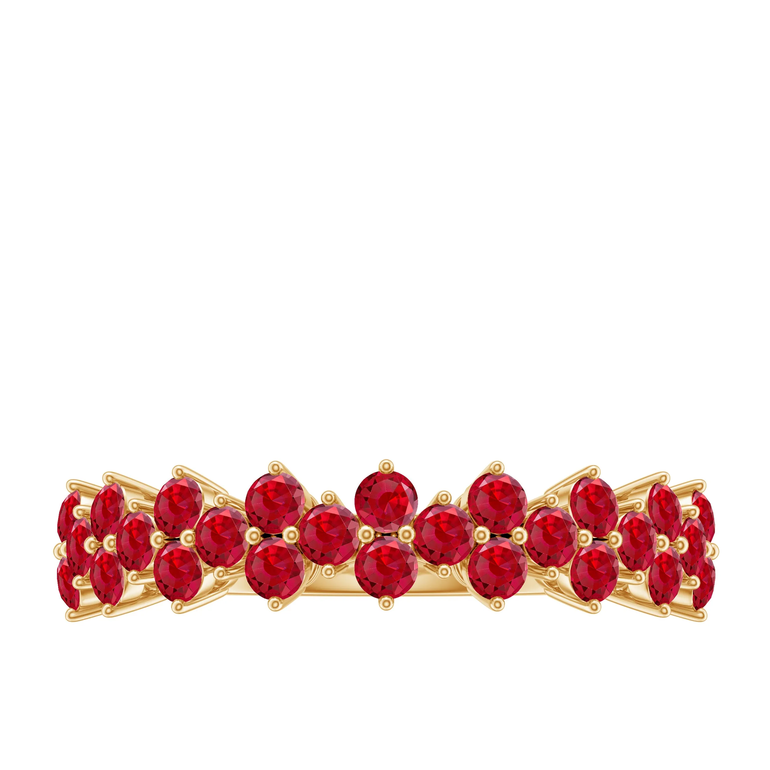 1.25 CT Created Ruby Cluster Eternity Ring in Prong Setting