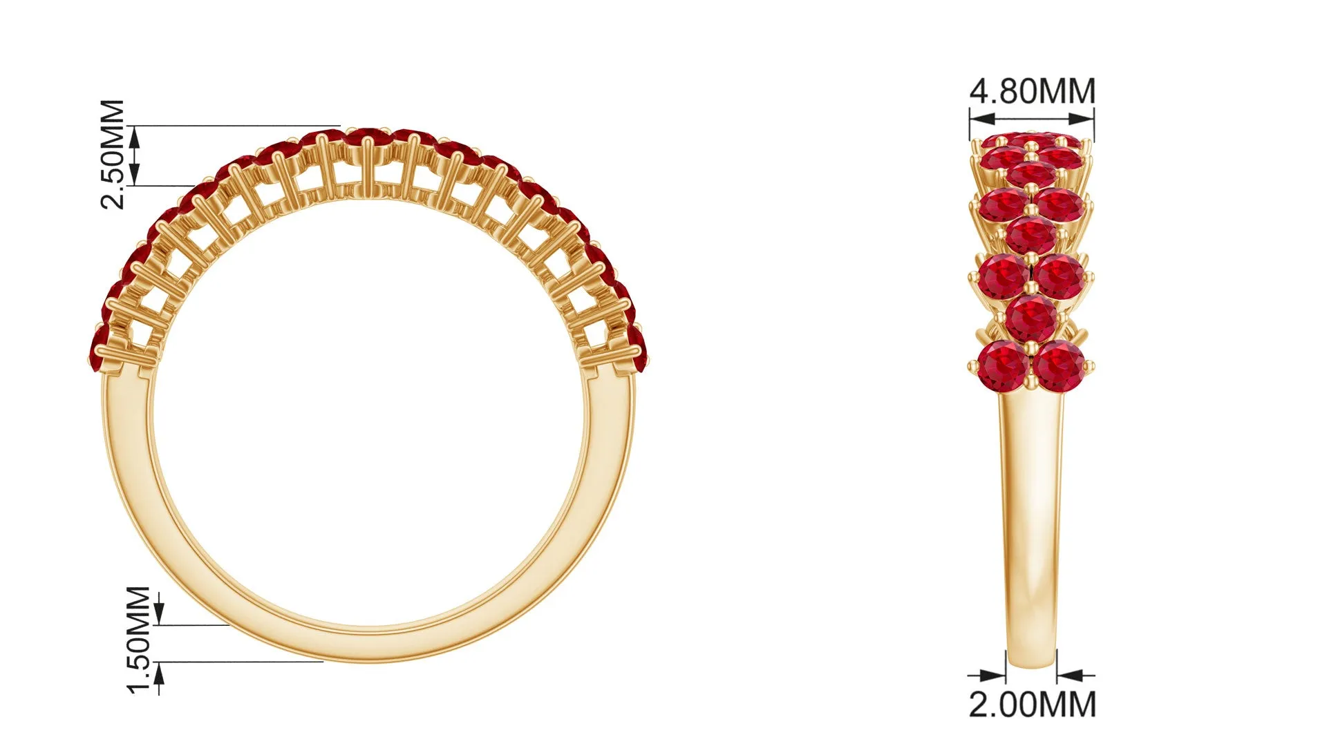 1.25 CT Created Ruby Cluster Eternity Ring in Prong Setting