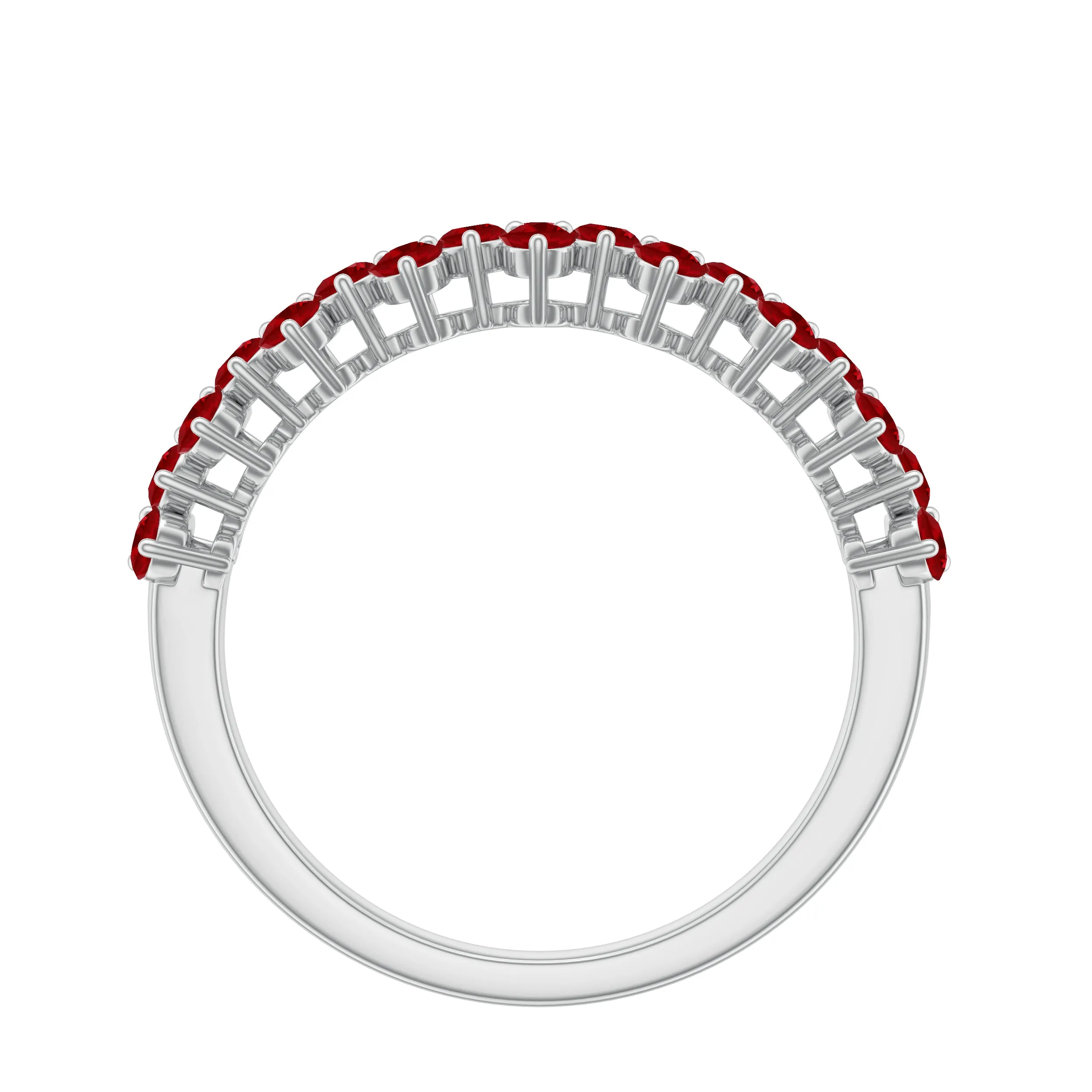 1.25 CT Created Ruby Cluster Eternity Ring in Prong Setting