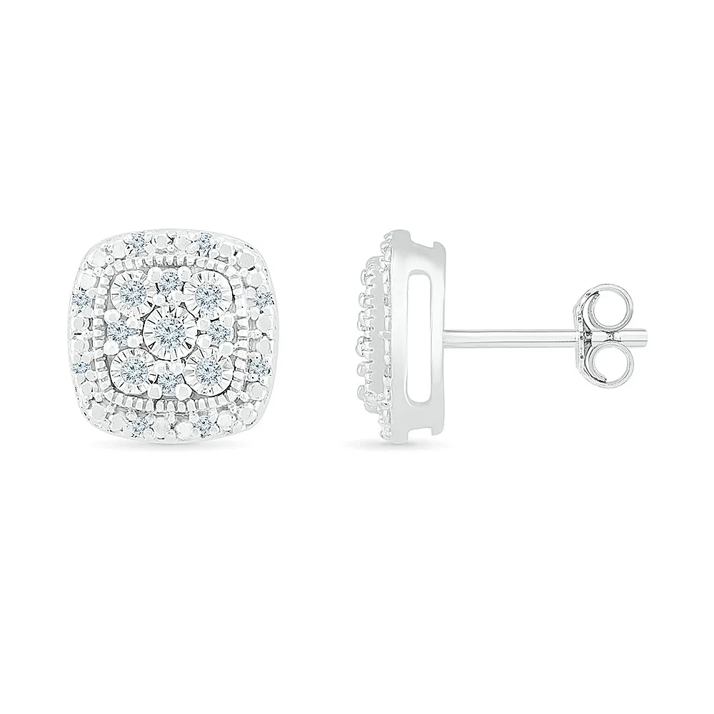 .12ctw Diamond Cluster Stud Earrings