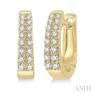 1/3 Ctw Round Cut Diamond Petite Huggie Earrings in 14K Yellow Gold