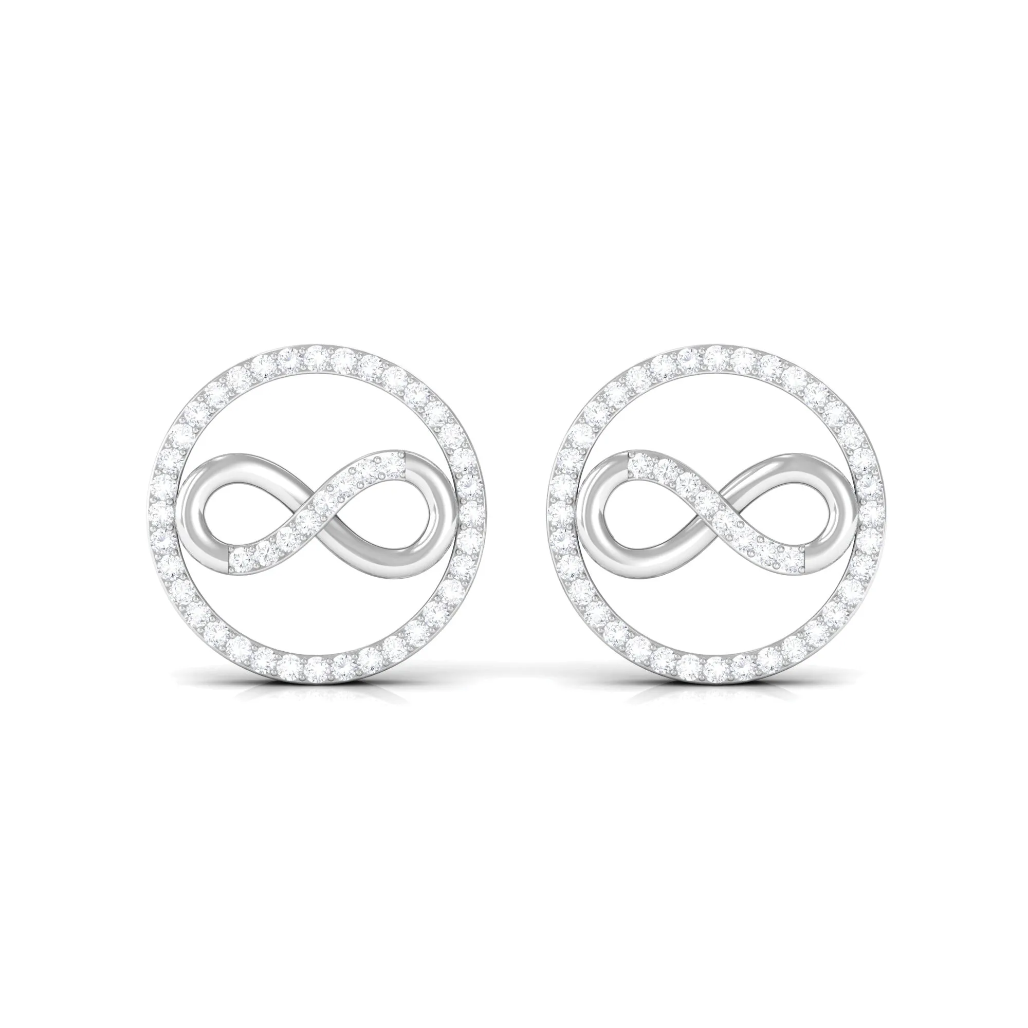 1/4 CT Open Circle and Infinity Diamond Stud Earrings