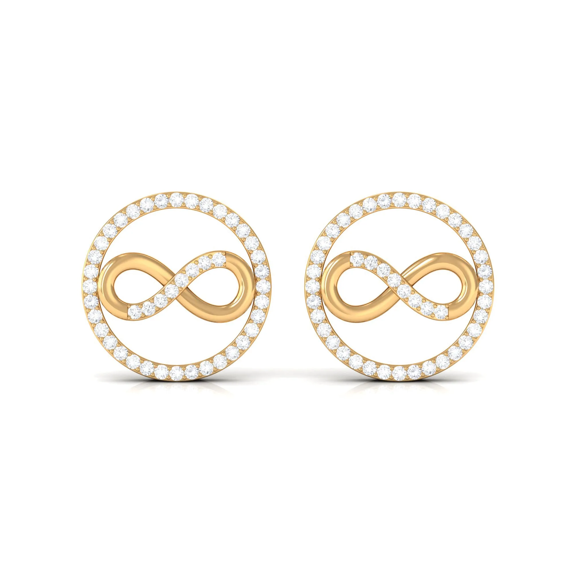 1/4 CT Open Circle and Infinity Diamond Stud Earrings