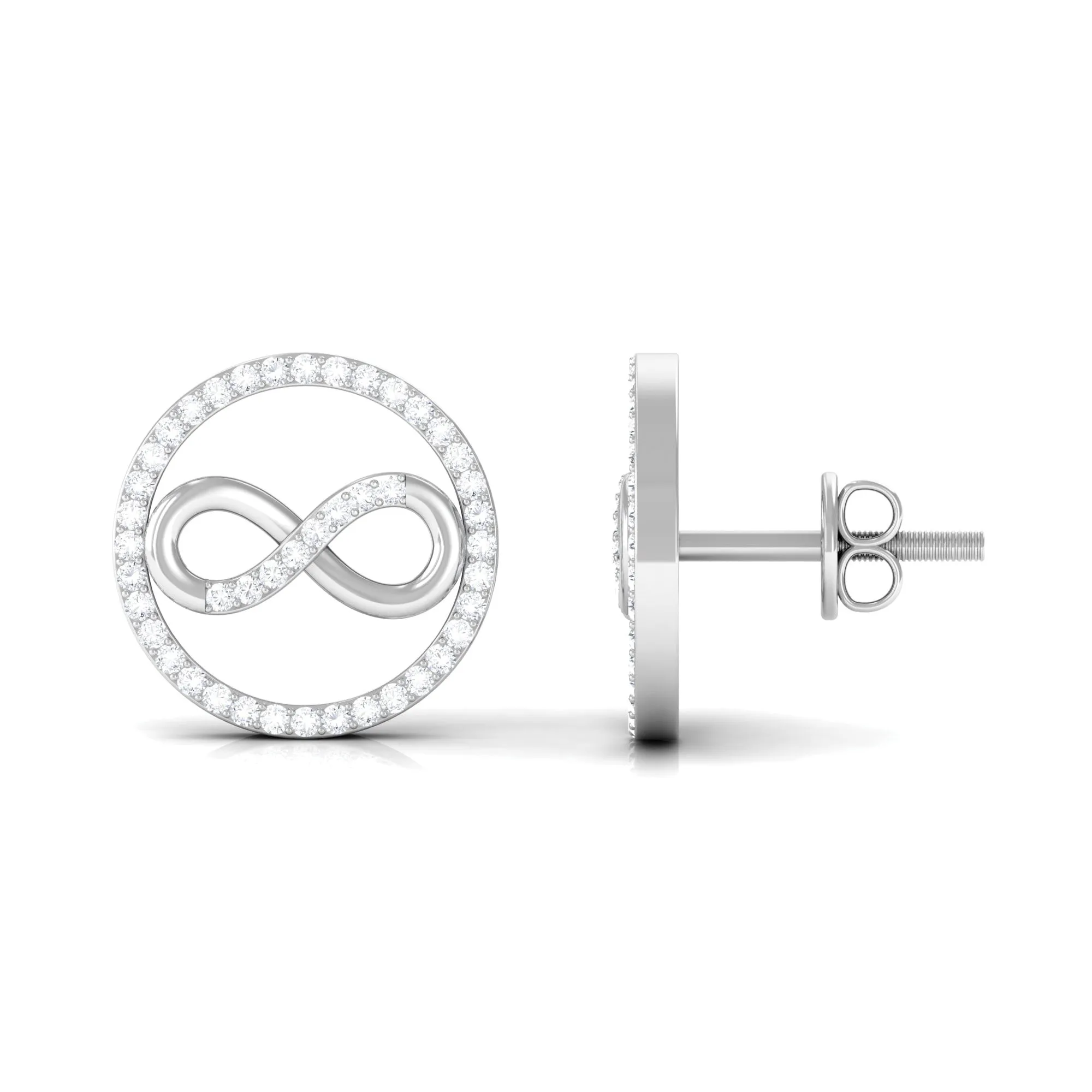 1/4 CT Open Circle and Infinity Diamond Stud Earrings