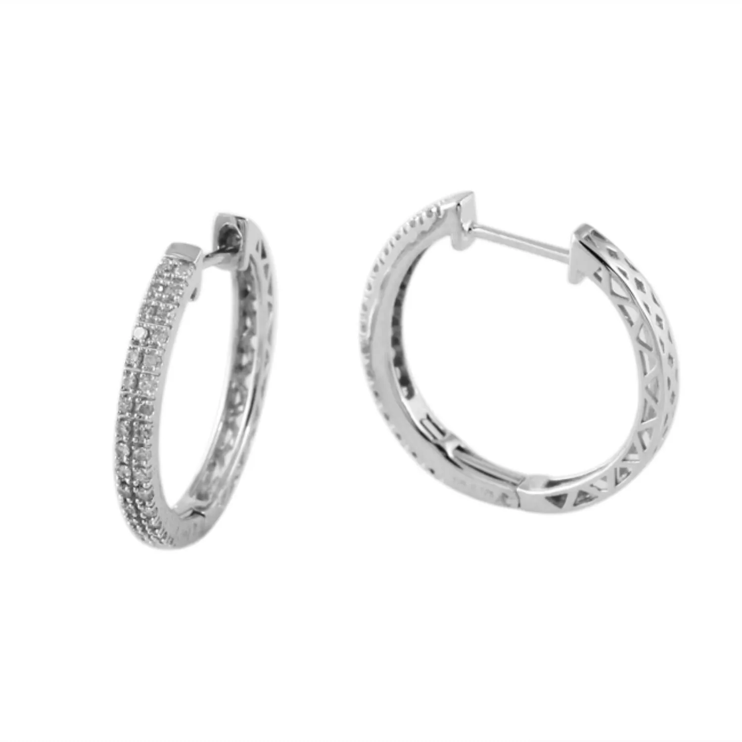 1/4 CTW Diamond Hoop Earrings in 10KT White Gold