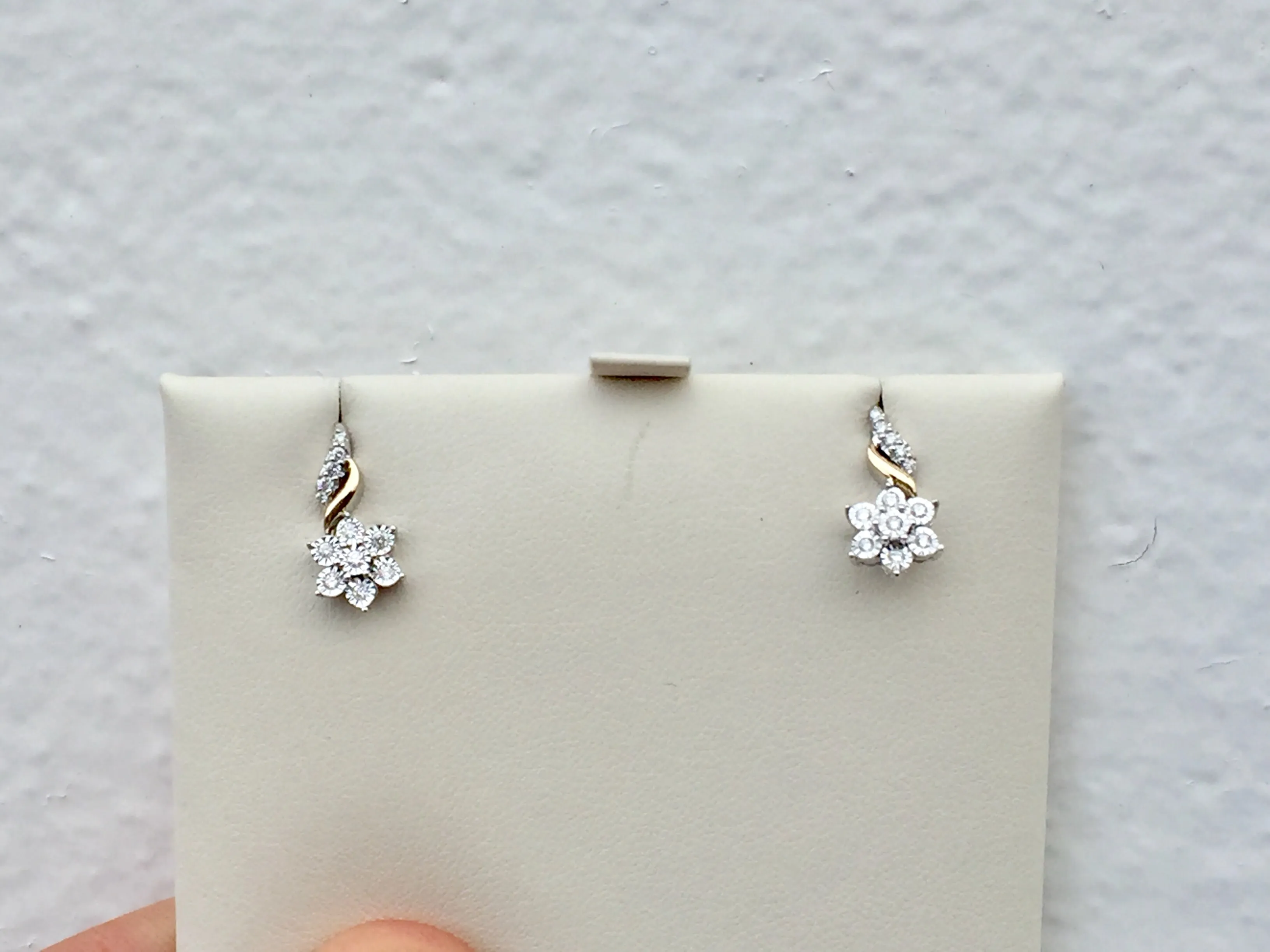 14 K Yellow And White Gold Diamond Earrings