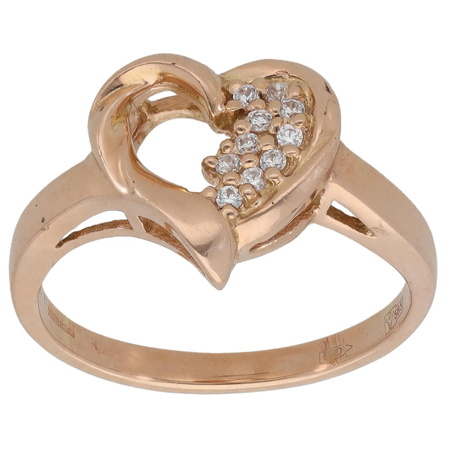 14ct Rose Gold Cubic Zirconia Dress/Cocktail Ring Size P