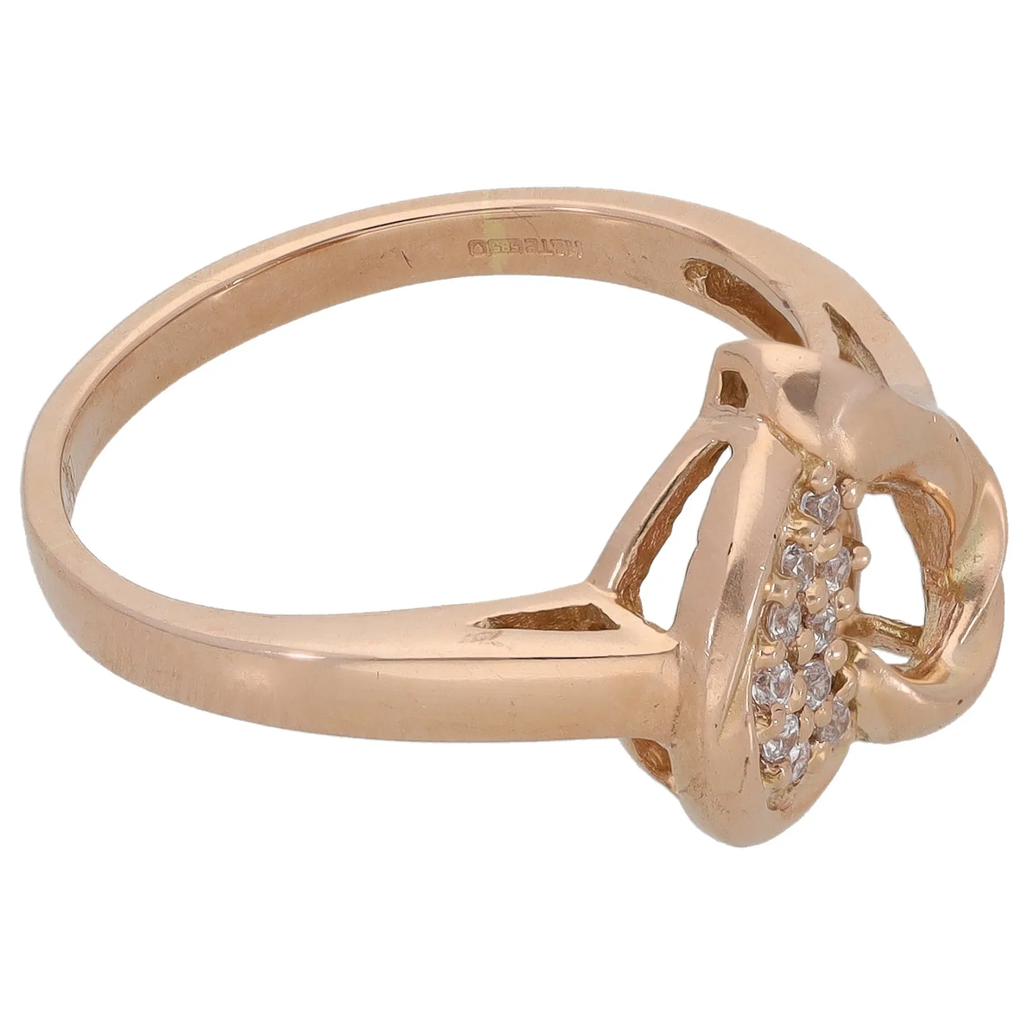 14ct Rose Gold Cubic Zirconia Dress/Cocktail Ring Size P