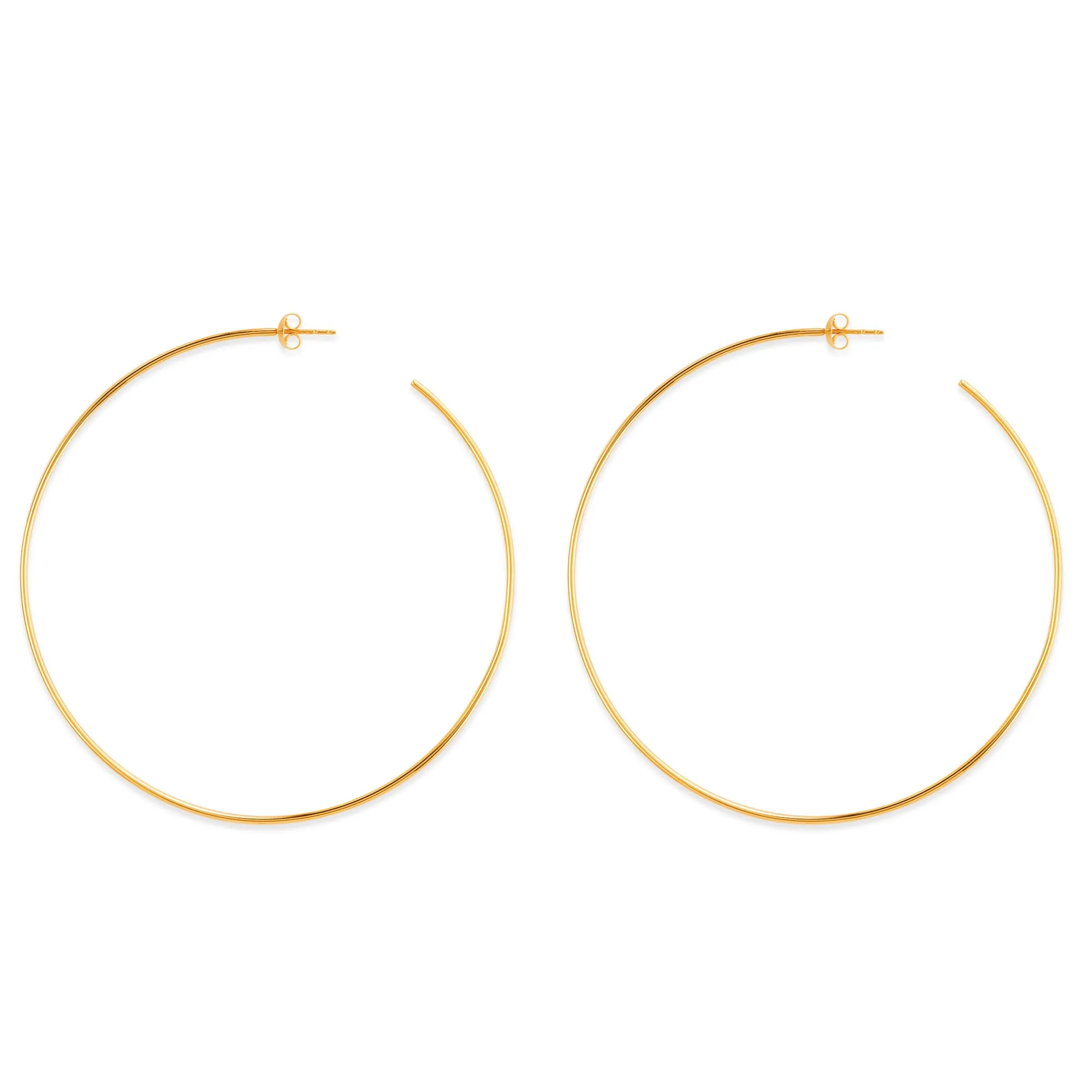 14k Gold Round Open Hoop Earrings, Diameter 25 mm