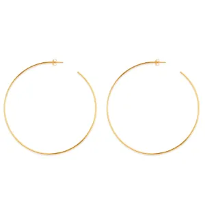 14k Gold Round Open Hoop Earrings, Diameter 25 mm