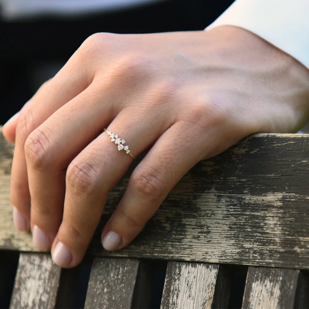 14k Gold Ruby and Diamond Cluster Ring