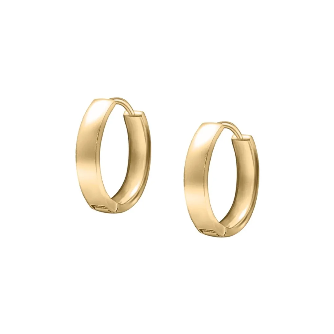 14k Gold Square Huggie Hoops