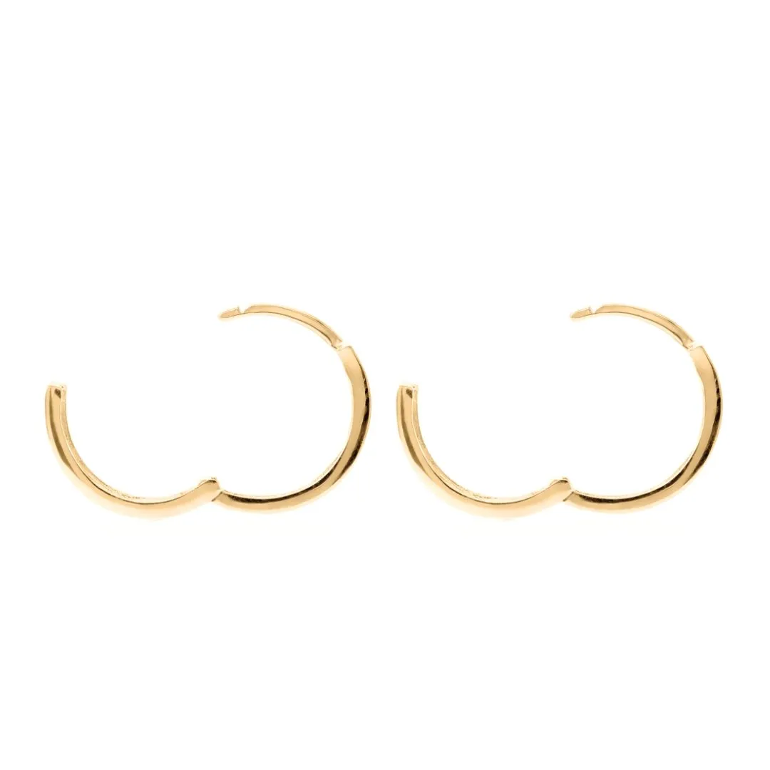 14k Gold Square Huggie Hoops