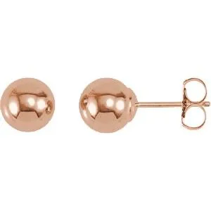 14K Rose 4 mm Ball Earrings