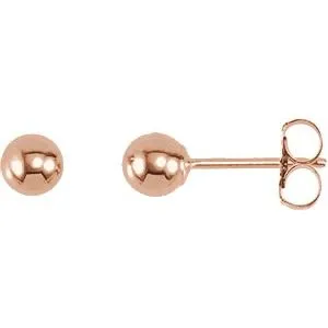 14K Rose 4 mm Ball Earrings