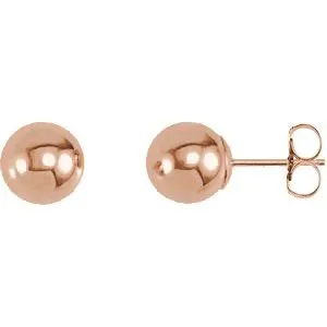 14K Rose 4 mm Ball Earrings