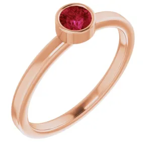 14K Rose 4 mm Natural Ruby Ring