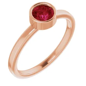 14K Rose 5 mm Lab-Grown Ruby Ring