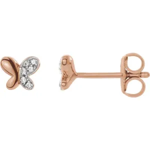 14K Rose Gold .04 CTW Natural Diamond Butterfly Earrings